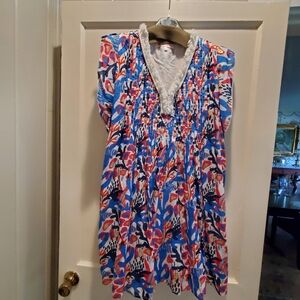 Jude Connally Red and White Flutter Sleeve Sundress